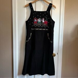 Christopher & Banks Vintage Black Winter Overall Dress 8